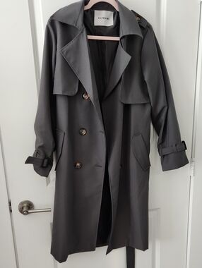 KATCHME Charcoal Double-Breasted Trench Coat